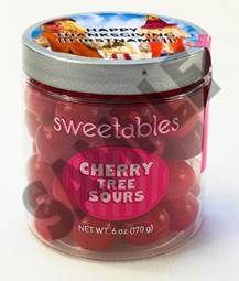 A jar of cherry candies

Description automatically generated