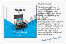 A blue and white box with a black ribbon and a black bow

Description automatically generated