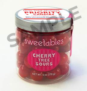 A jar of cherry candies

Description automatically generated