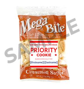 A bag of cookies with a white label

Description automatically generated